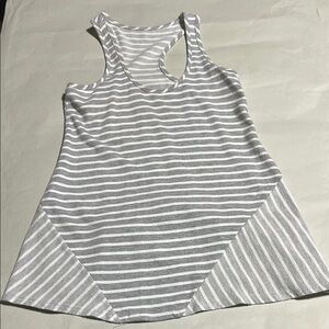 Gray & White Striped Racerback Flare Tank Top – Size S – Made in USA